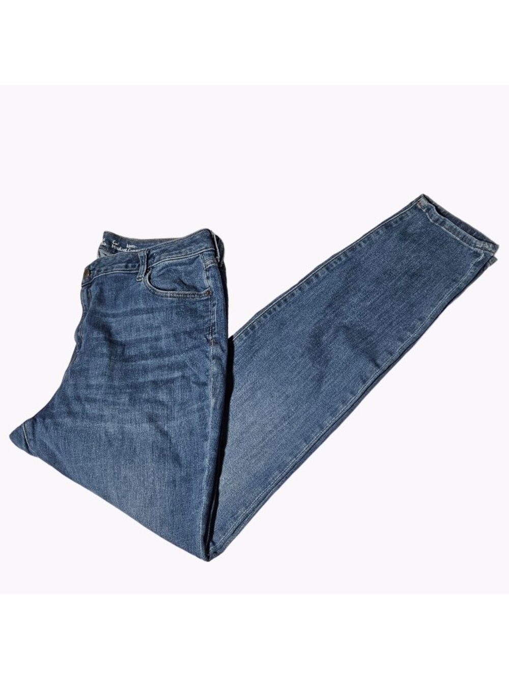 Womens Curvy Skinny Jeans Plus Size 18 Long Mid Rise Medium Wash Denim Pants